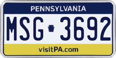PA license plate MSG3692