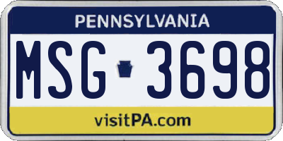PA license plate MSG3698