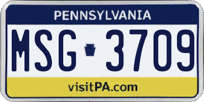 PA license plate MSG3709