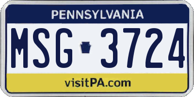 PA license plate MSG3724