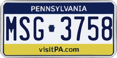 PA license plate MSG3758