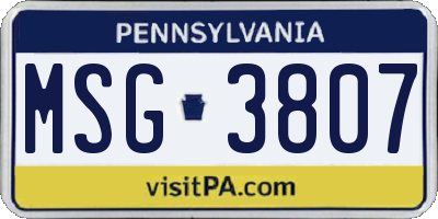 PA license plate MSG3807