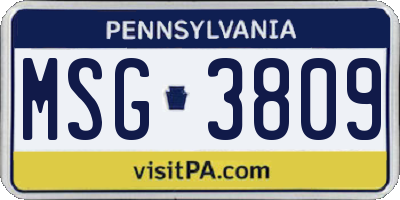 PA license plate MSG3809
