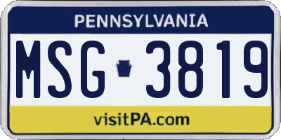 PA license plate MSG3819