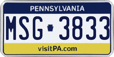PA license plate MSG3833