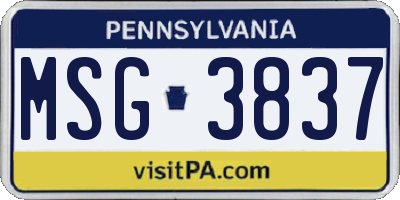 PA license plate MSG3837
