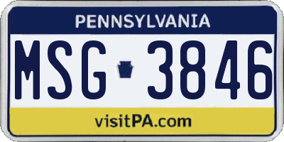 PA license plate MSG3846