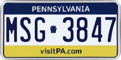PA license plate MSG3847
