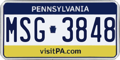PA license plate MSG3848
