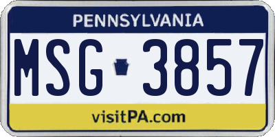PA license plate MSG3857