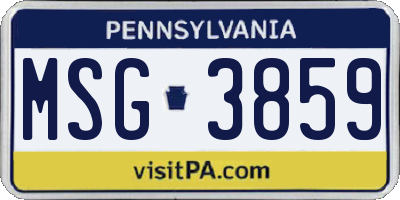 PA license plate MSG3859