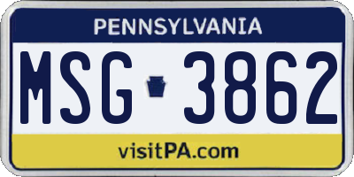 PA license plate MSG3862