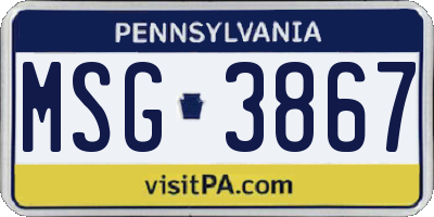 PA license plate MSG3867