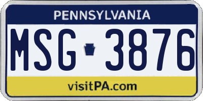 PA license plate MSG3876