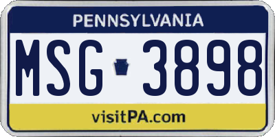 PA license plate MSG3898