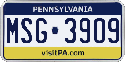 PA license plate MSG3909