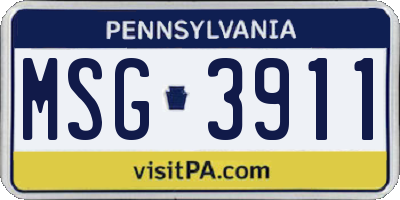 PA license plate MSG3911
