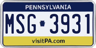 PA license plate MSG3931