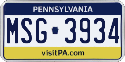PA license plate MSG3934