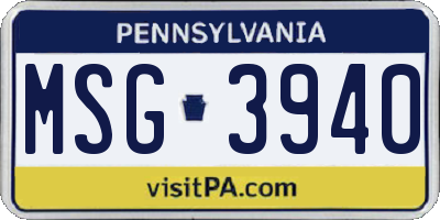 PA license plate MSG3940