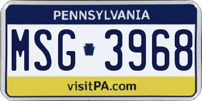 PA license plate MSG3968
