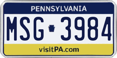 PA license plate MSG3984
