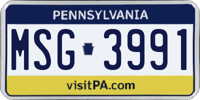 PA license plate MSG3991