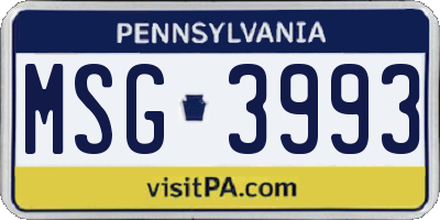 PA license plate MSG3993