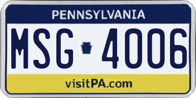 PA license plate MSG4006