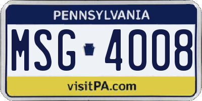 PA license plate MSG4008