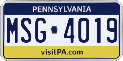 PA license plate MSG4019
