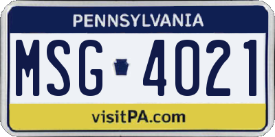 PA license plate MSG4021