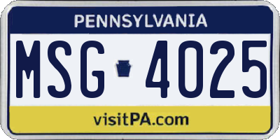 PA license plate MSG4025