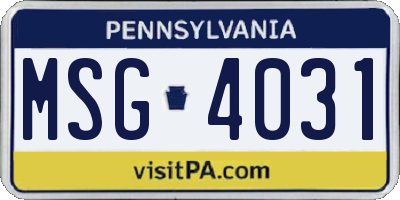 PA license plate MSG4031