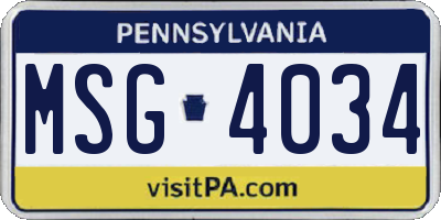 PA license plate MSG4034