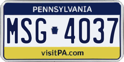 PA license plate MSG4037
