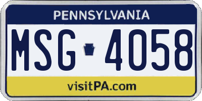 PA license plate MSG4058