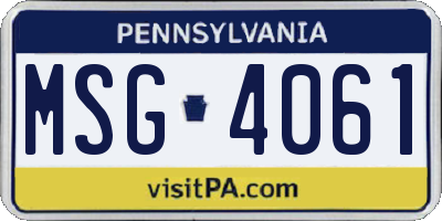 PA license plate MSG4061