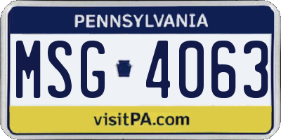 PA license plate MSG4063