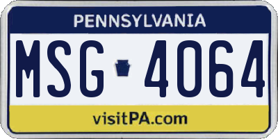PA license plate MSG4064
