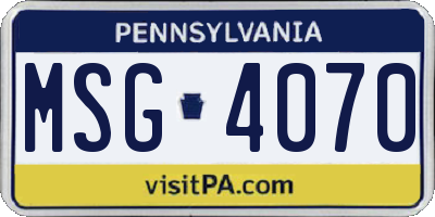 PA license plate MSG4070