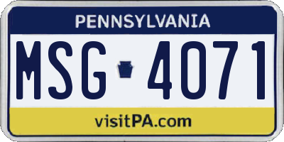 PA license plate MSG4071