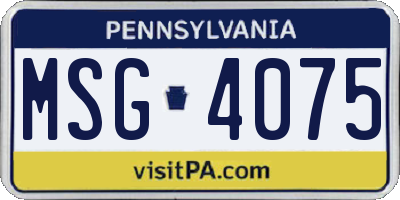 PA license plate MSG4075