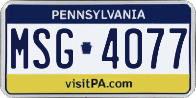PA license plate MSG4077