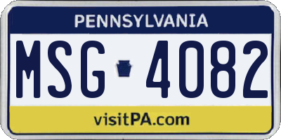 PA license plate MSG4082