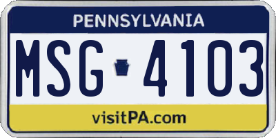 PA license plate MSG4103