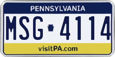 PA license plate MSG4114