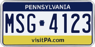 PA license plate MSG4123