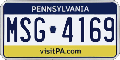 PA license plate MSG4169