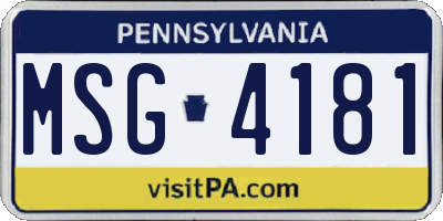 PA license plate MSG4181
